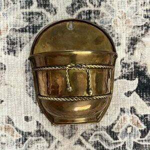 Vintage Solid Brass Wall Pocket Planter